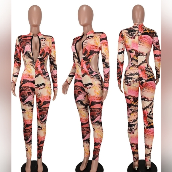 Small/Medium Tie-Dye Cut-Out Jumpsuit - Picture 5 of 5